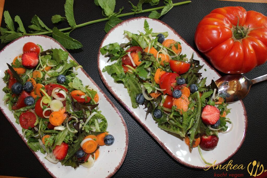 Bunte Salatvariation mit Himbeer Dressing