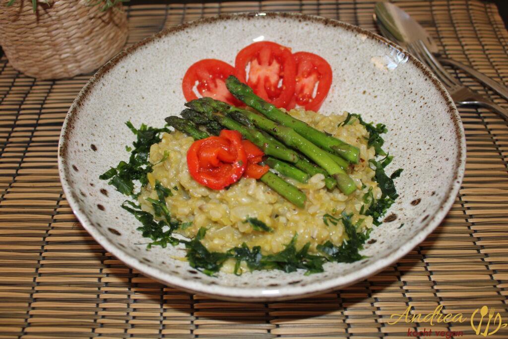 Spargelrisotto grün